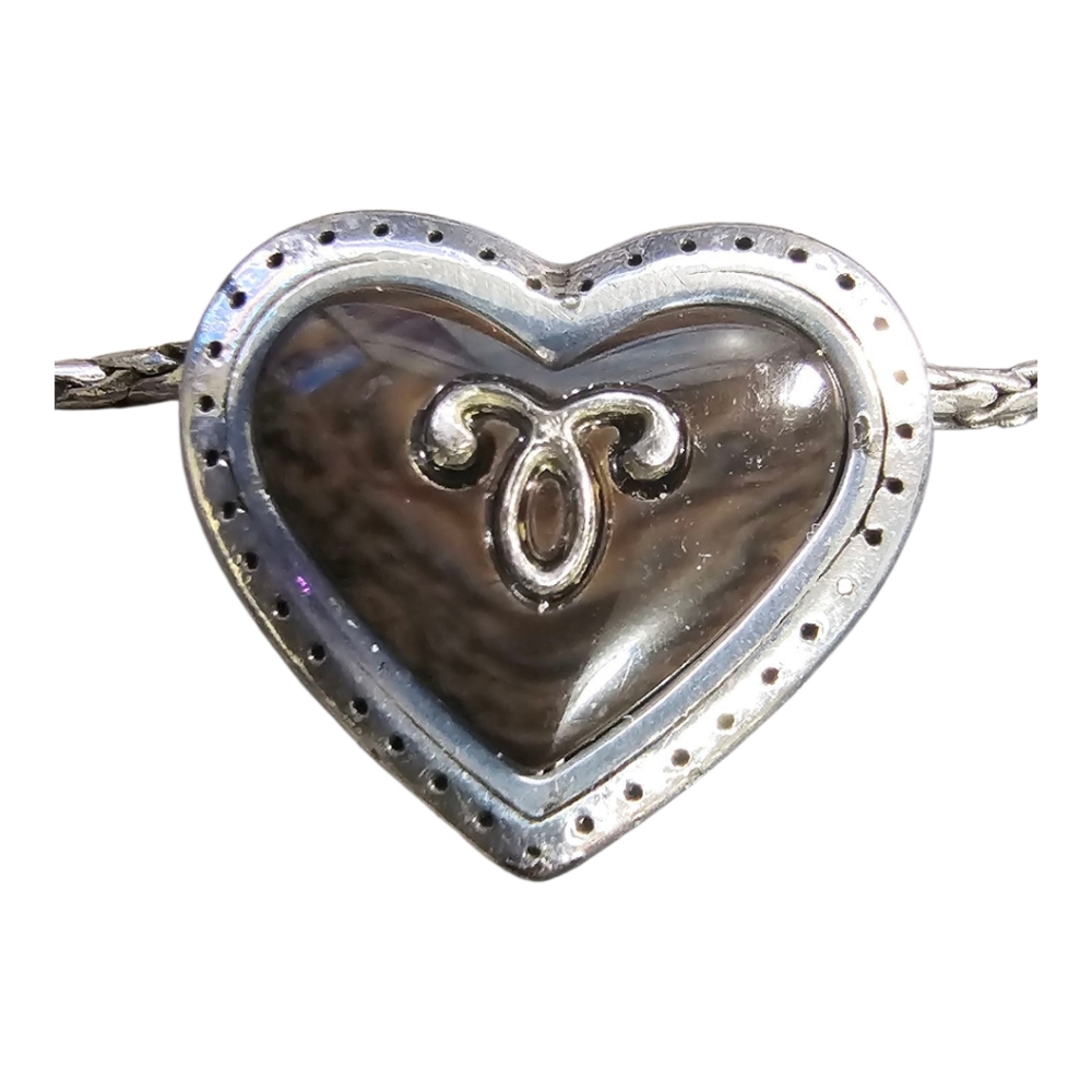 BRIGHTON Vicenza Reversible Slide Heart Necklace with Silver Side & Brown Swirl - Picture 4 of 7